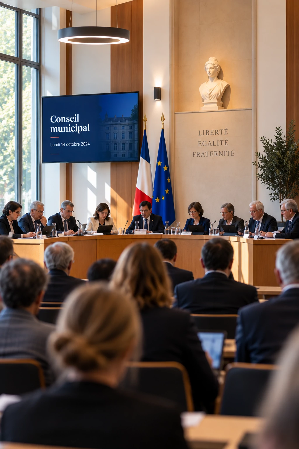 Séance d’un conseil municipal dans une mairie
