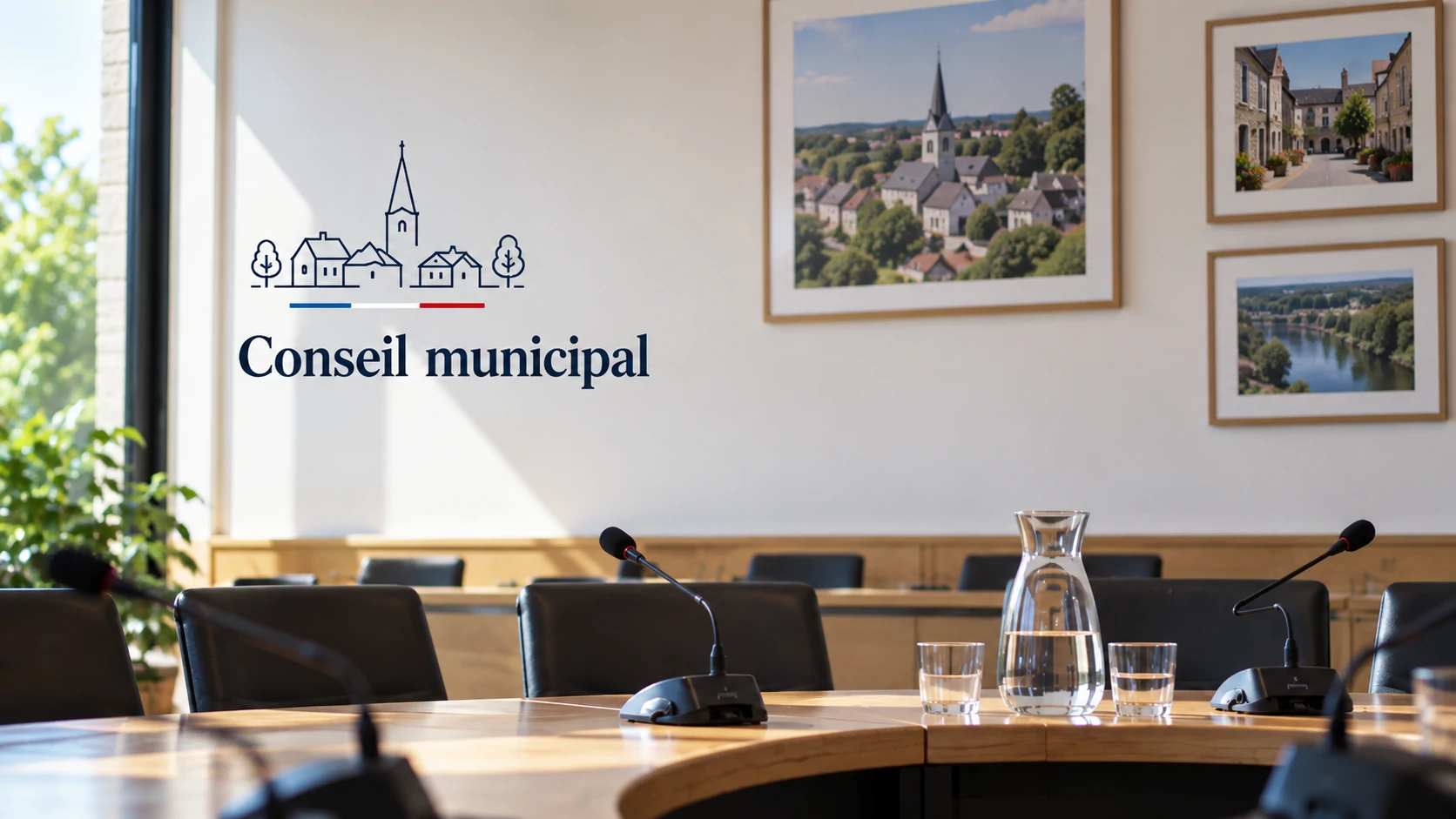 Salle de réunion représentant le replay d'un conseil municipal